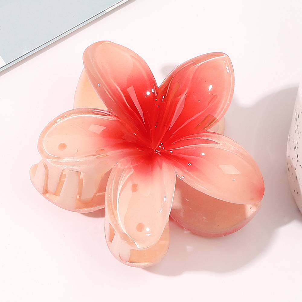 Tropical Plumeria Blossom Claw Hair Clip - salmon