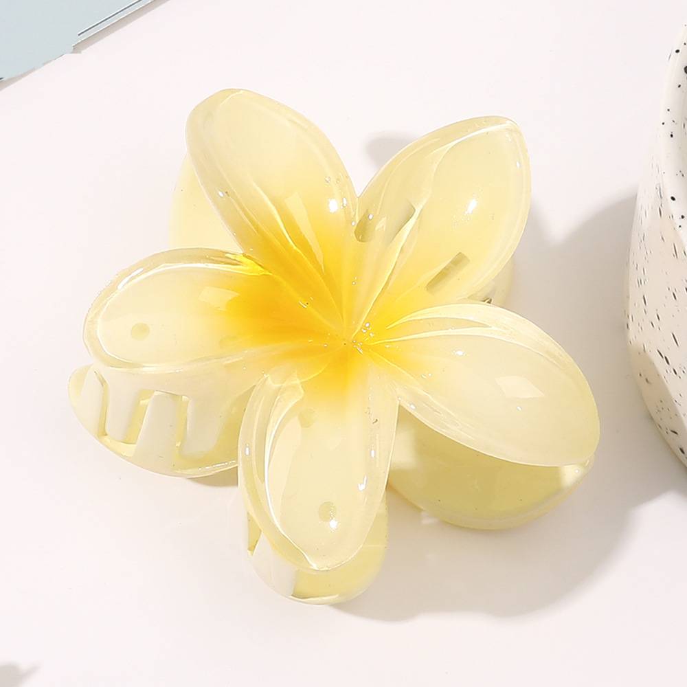 Tropical Plumeria Blossom Claw Hair Clip - yellow