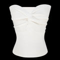 Twist Front Keyhole Knit Bandeau Top - White