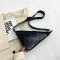 Slouchy Triangle Crossbody Bag with Wide Strap - Black