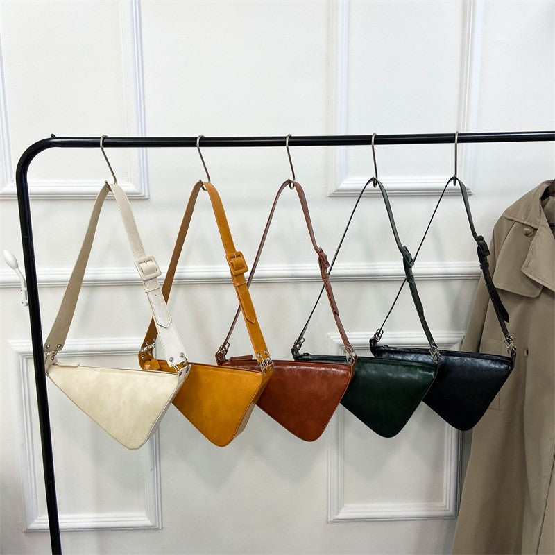 Slouchy Triangle Crossbody Bag with Wide Strap