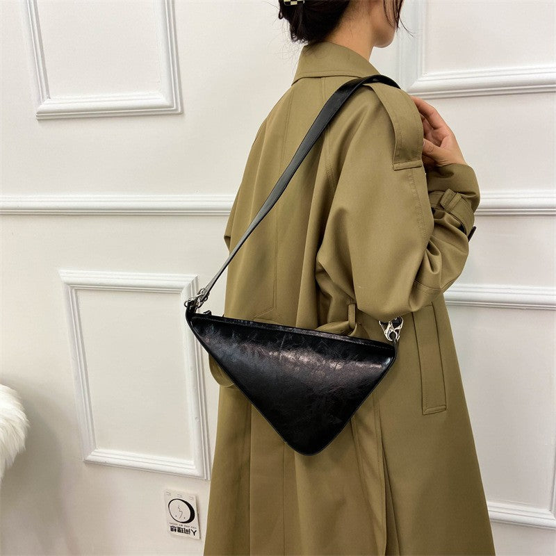 Slouchy Triangle Crossbody Bag with Wide Strap