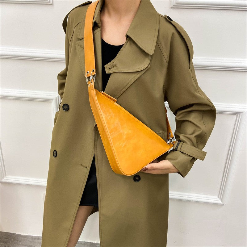 Slouchy Triangle Crossbody Bag with Wide Strap