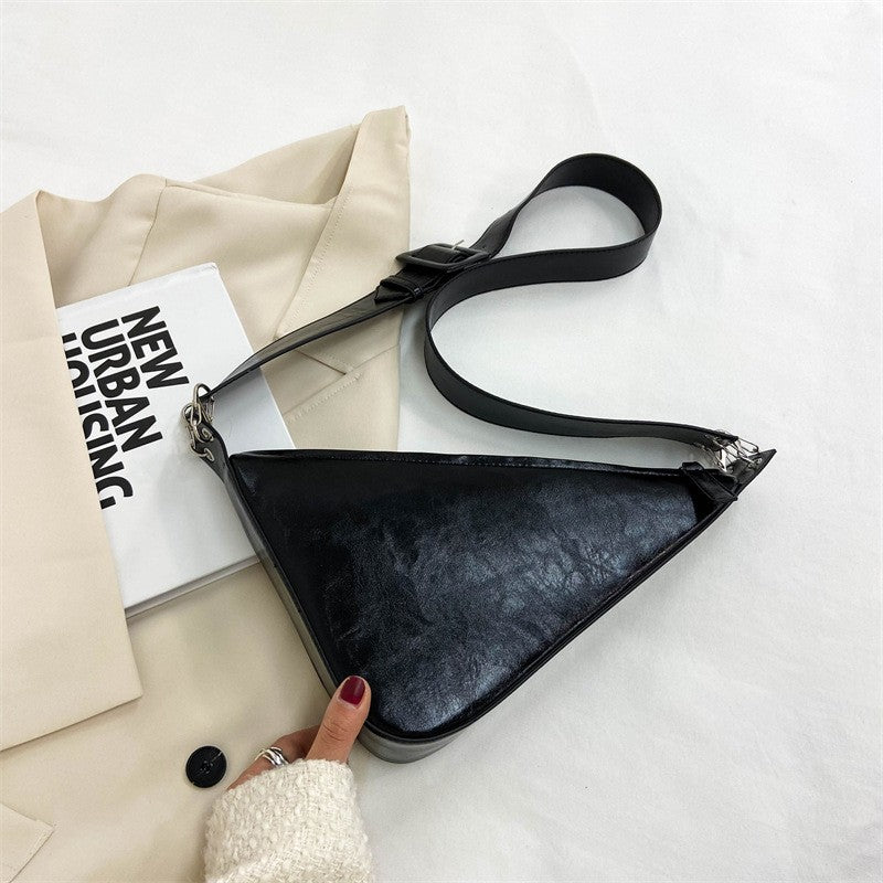 Slouchy Triangle Crossbody Bag with Wide Strap