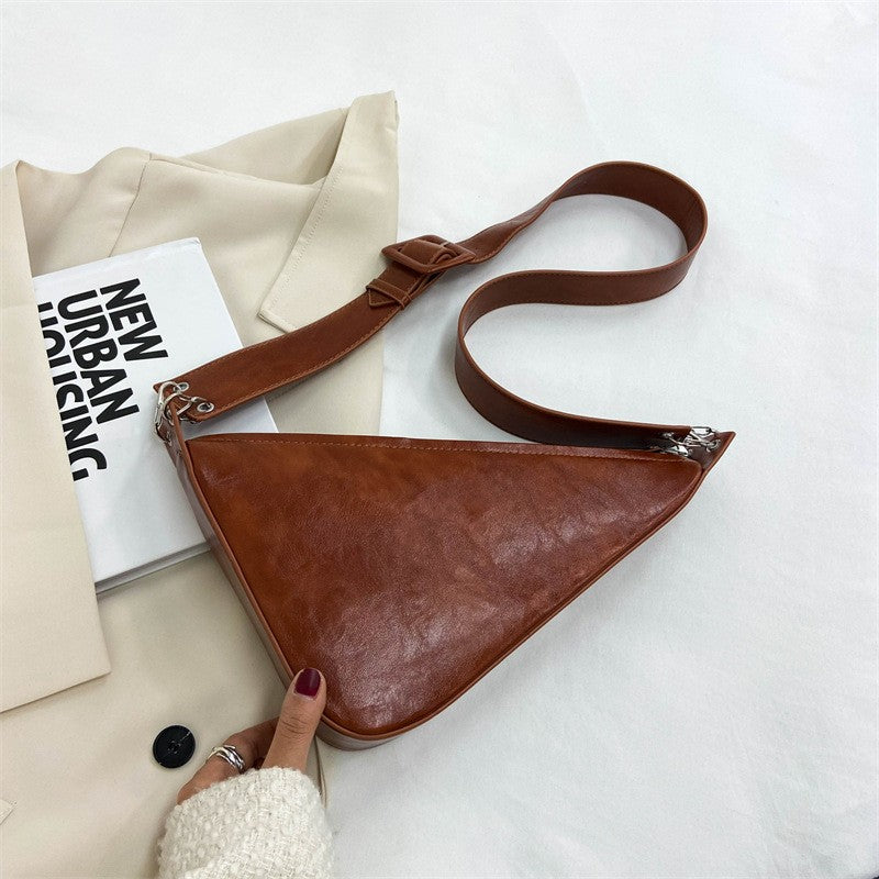 Slouchy Triangle Crossbody Bag with Wide Strap