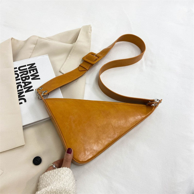Slouchy Triangle Crossbody Bag with Wide Strap