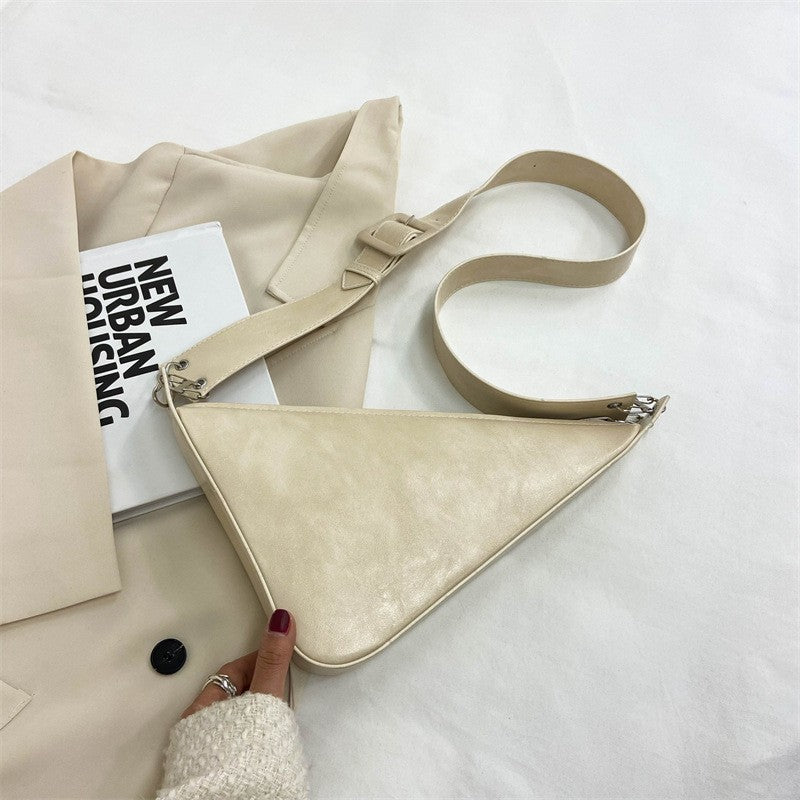 Slouchy Triangle Crossbody Bag with Wide Strap