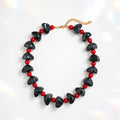 Chunky Heart Bead Collar Necklace With Accent Beads - Black