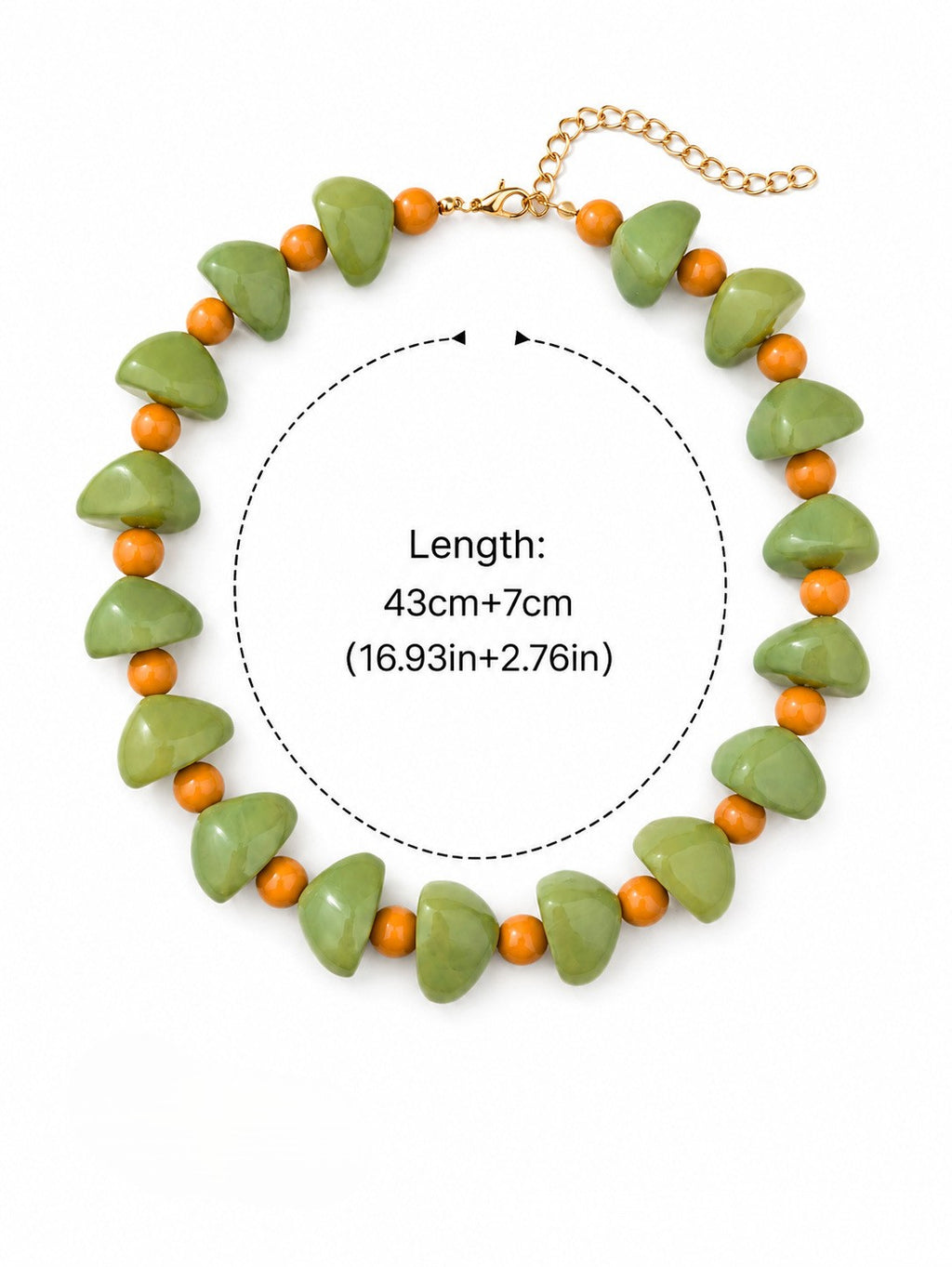 Chunky Heart Bead Collar Necklace With Accent Beads - Green - 1