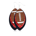 Layered Football Teardrop Leather Earrings - Black