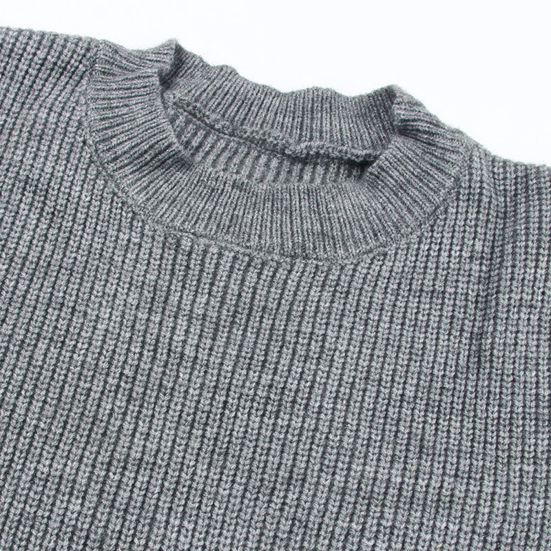 Ribbed Knit Puff Shoulder Mini Dress - Grey - 7