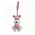 Faux Leather Stitched Schnauzer Dog Bag Charm - Pink