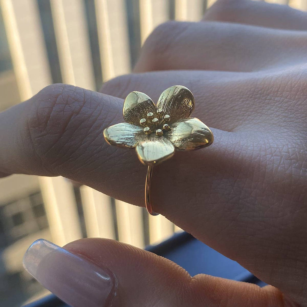 Sculpted Flower Open Statement Ring