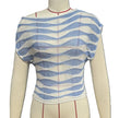 Ripple Knit Boat Neck Cropped Tee - LightBlue