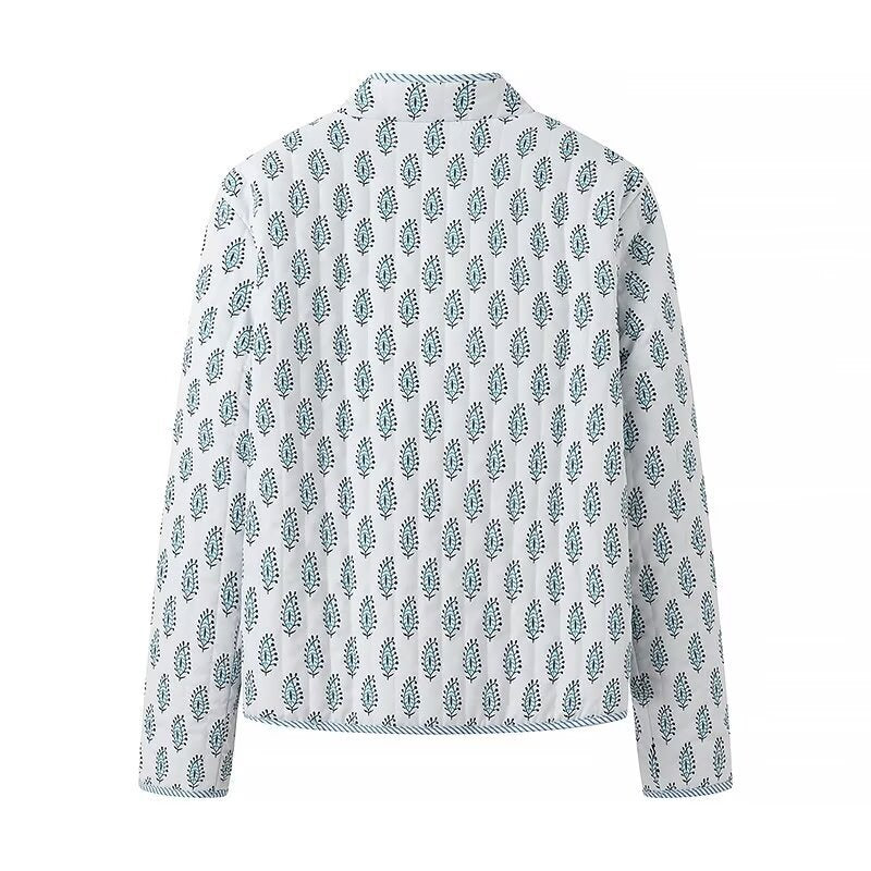 Reversible Quilted Block Print Jacket - Blue - 3