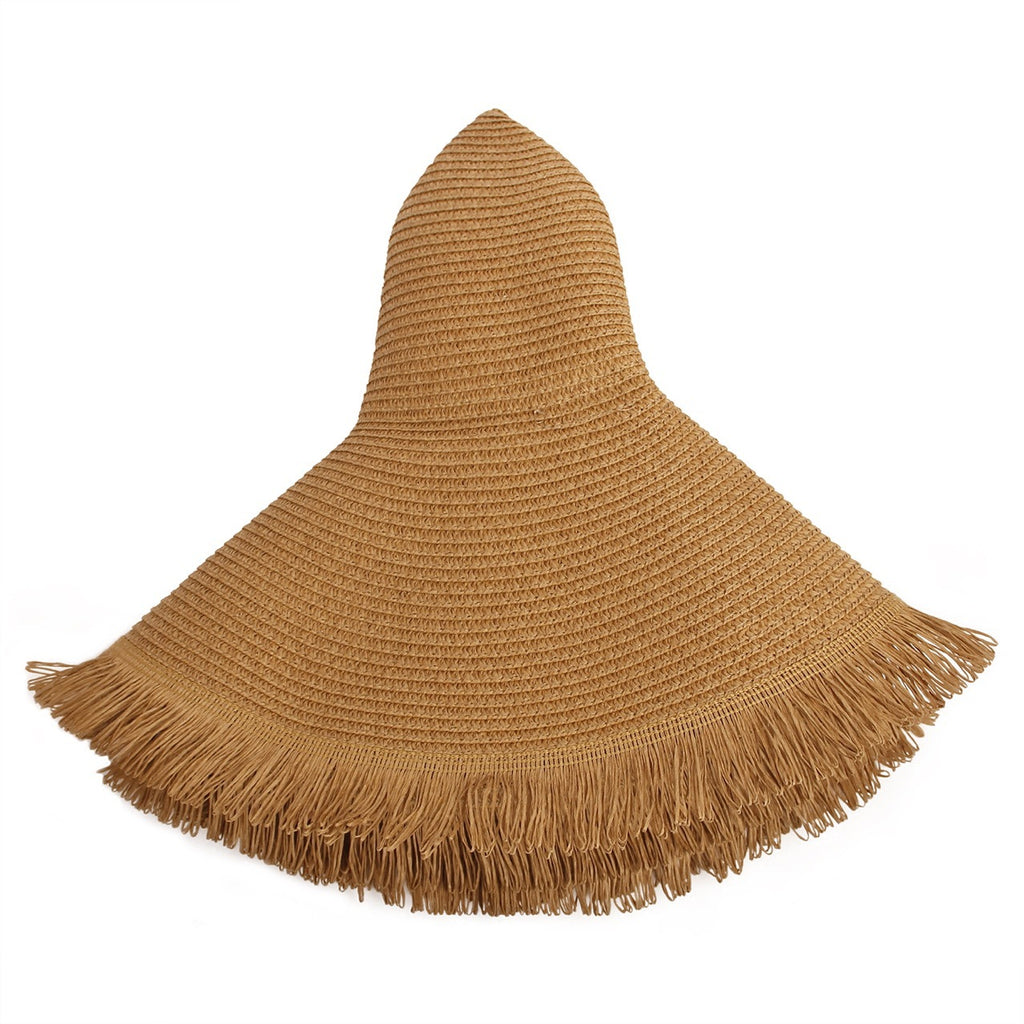 Frayed Brim Floppy Straw Sun Hat