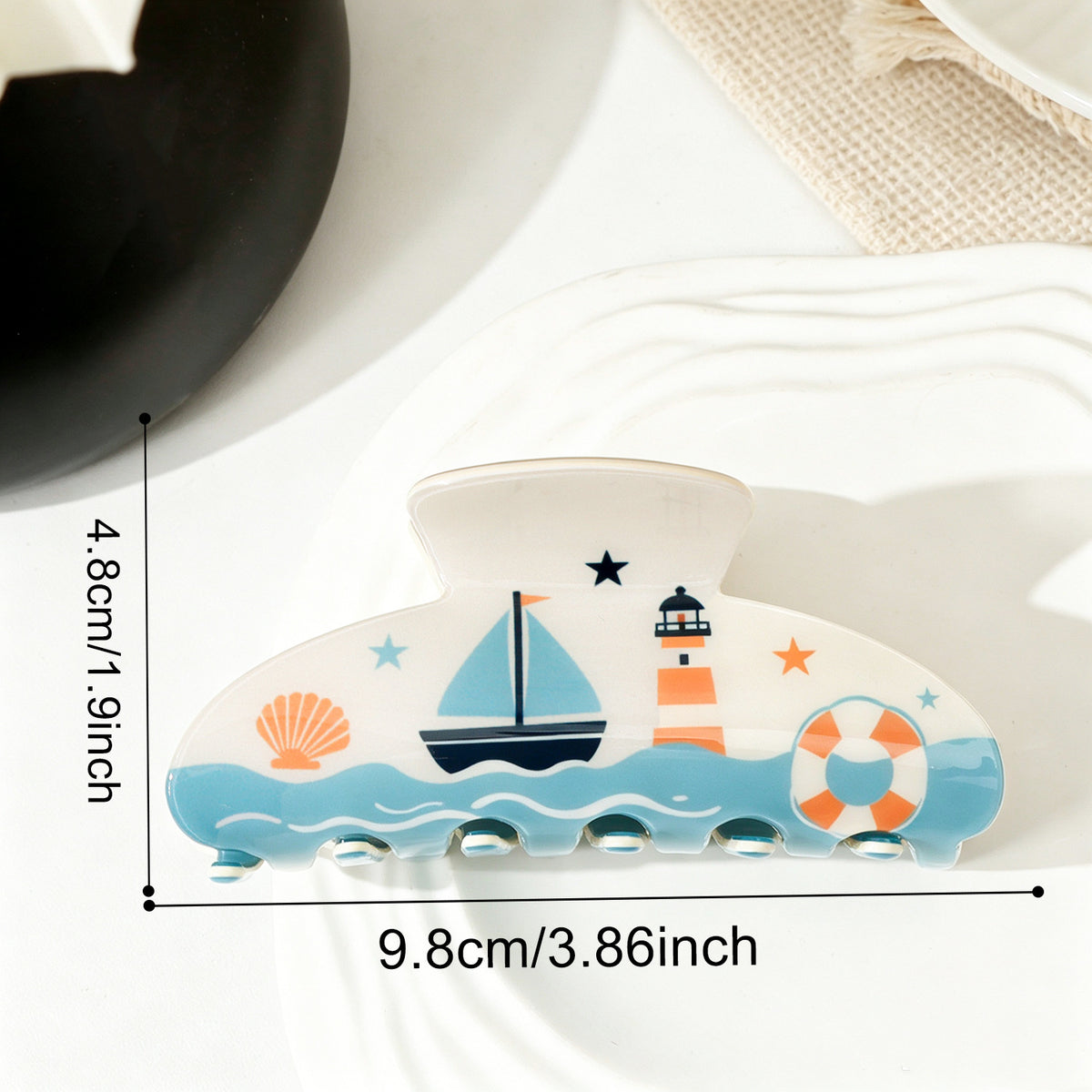 Seaside Vacation Print Hair Claw Clip - Lighthouse