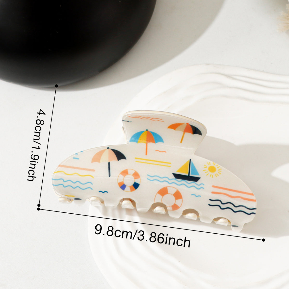 Seaside Vacation Print Hair Claw Clip - Sailboat
