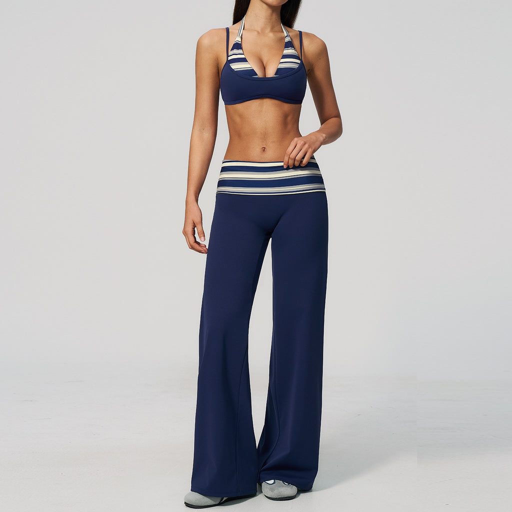 Fold-Over Wide Leg Yoga Pants and Bra Set
