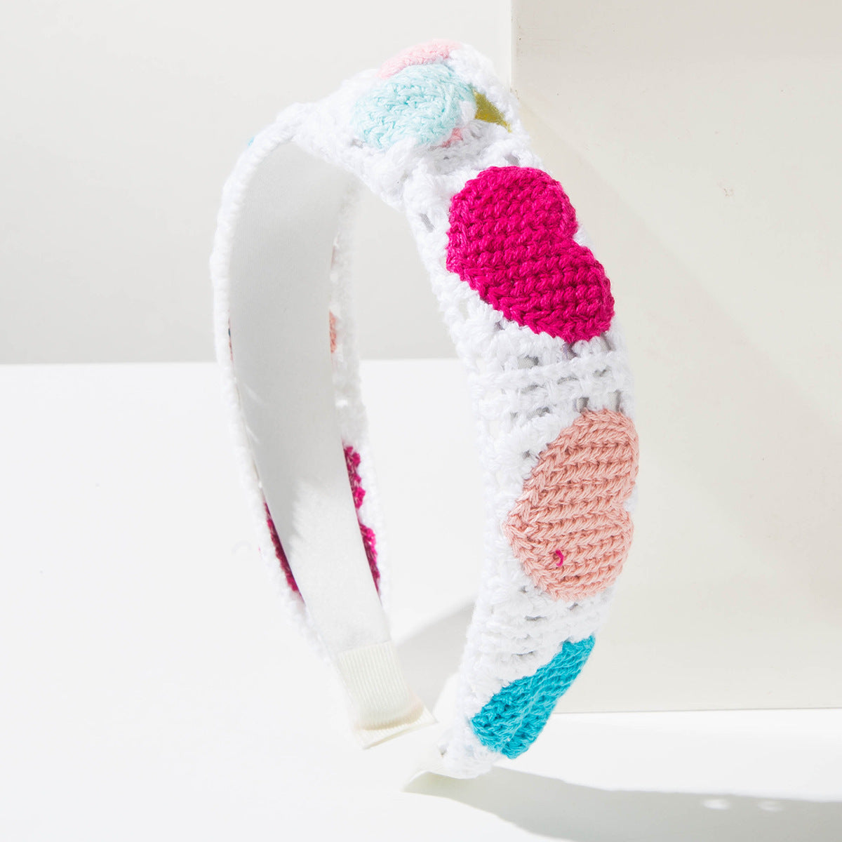 Crochet Heart Padded Wide Headband - Knot-Color