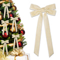 Velvet Christmas Tree Bow with Long Ribbon Tails - Yellow