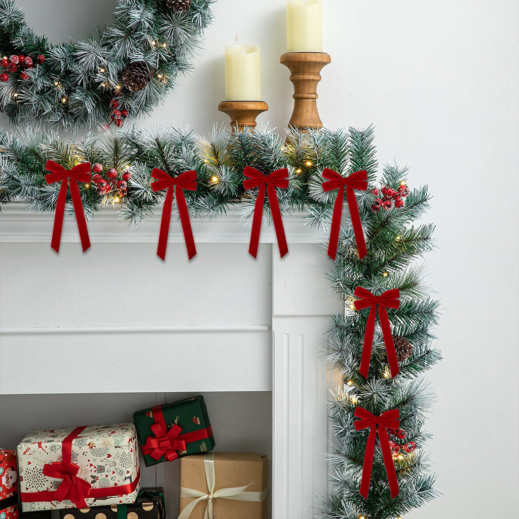 Velvet Christmas Tree Bow with Long Ribbon Tails - view 2