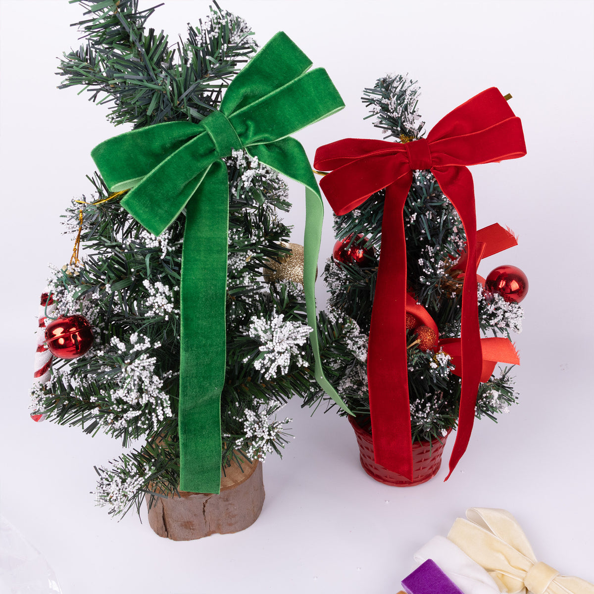 Velvet Christmas Tree Bow with Long Ribbon Tails - view 3