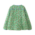 Ditsy Floral Quilted Jacket With Ribbon Trim - Green