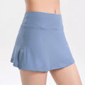Quick-Dry Side Slit A-Line Tennis Skort With Shorts - Dusty Blue
