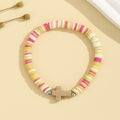 Heishi Clay Disc Bracelet with Cross Bead - Khaki