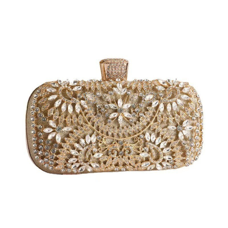 Crystal Embellished Evening Clutch Bag - Gold