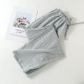 Plaid Cotton Drawstring Lounge Pants - Grey