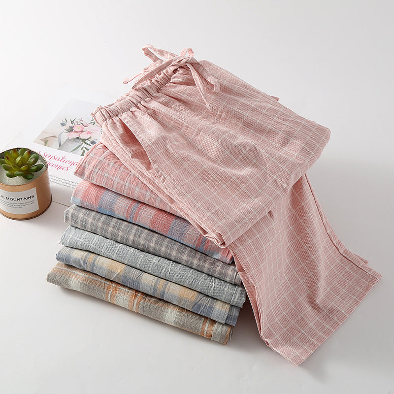 Plaid Cotton Drawstring Lounge Pants - view 1