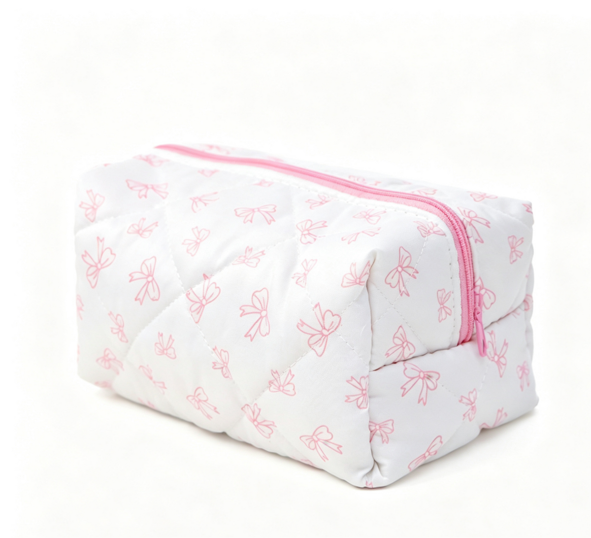 Quilted Cosmetic Pouch in Fruit and Floral Prints - Bow