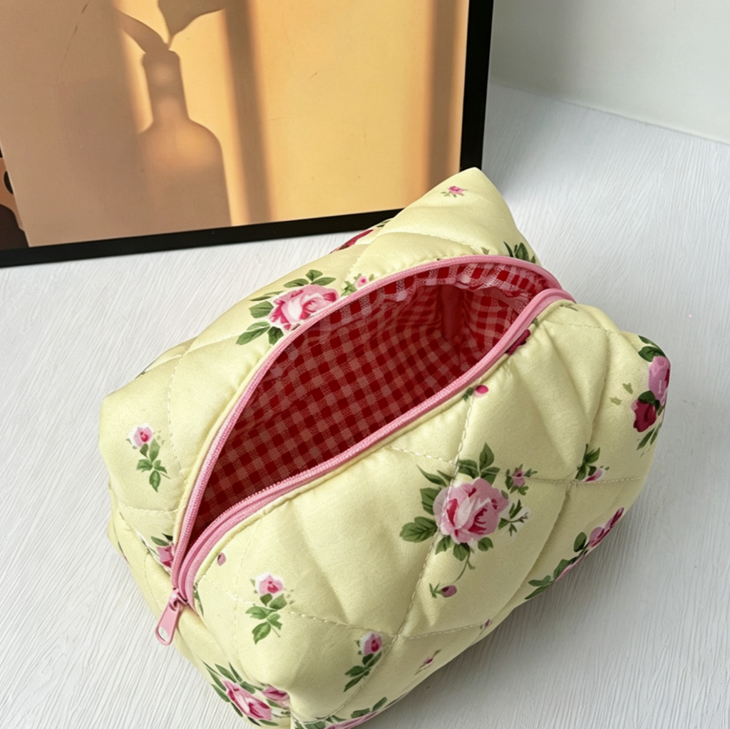 Quilted Cosmetic Pouch in Fruit and Floral Prints - YRose