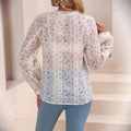 Ditsy Floral Tassel Tie Peasant Blouse - White