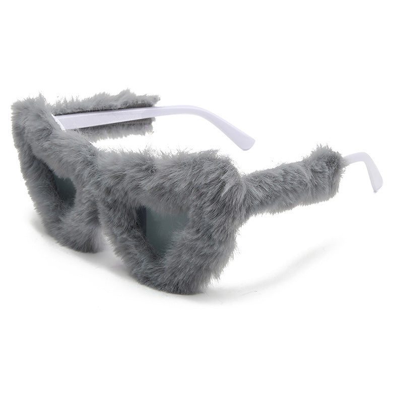 Fluffy Faux Fur Heart Party Sunglasses - Color_06