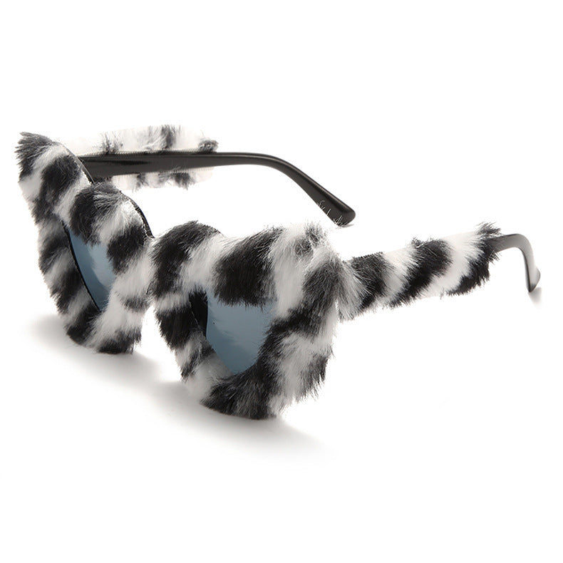 Fluffy Faux Fur Heart Party Sunglasses - Color_07