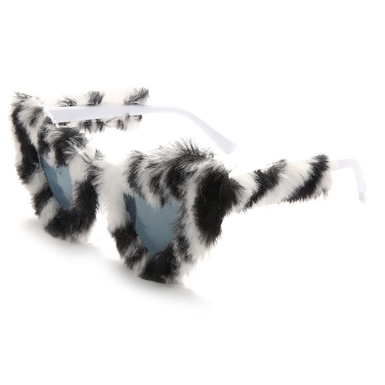 Fluffy Faux Fur Heart Party Sunglasses - Color_08