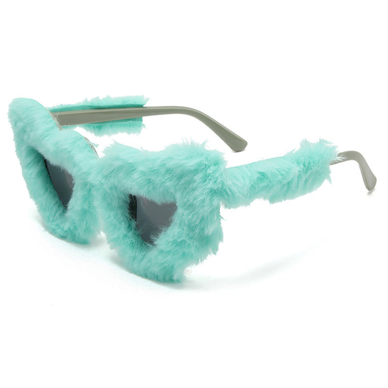 Fluffy Faux Fur Heart Party Sunglasses - Color_14