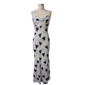 Heart Print Cowl Neck Backless Maxi Dress - Grey