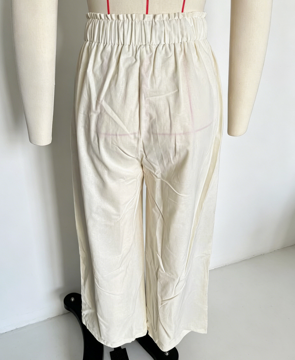 Paperbag Waist Wide Leg Palazzo Pants - Apricot - 2