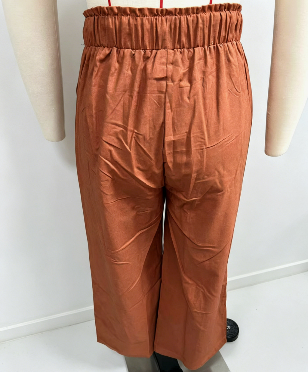 Paperbag Waist Wide Leg Palazzo Pants - Caramel - 2