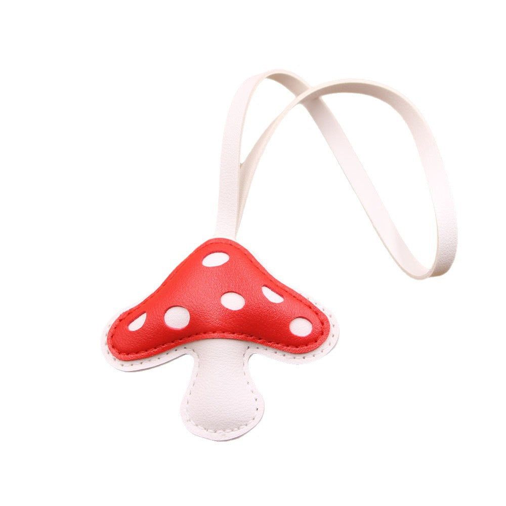 Cottagecore Spotted Mushroom Faux-Leather Bag Charm - Red