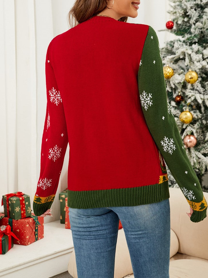 Festive Toy Soldier Jacquard Knit Cardigan - Red - 3