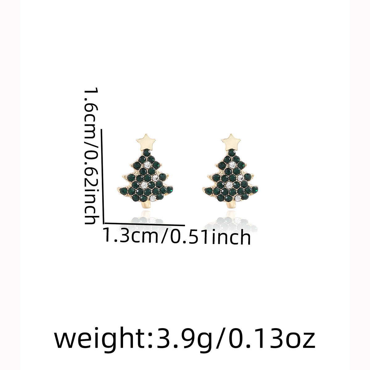 Emerald Crystal Christmas Tree Studs - Green - 2