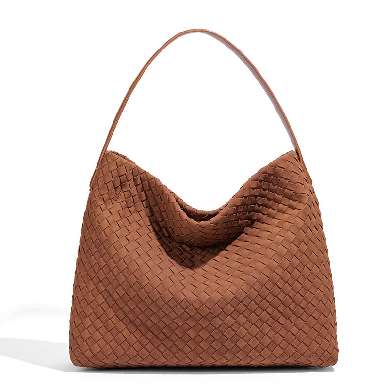 Woven Slouchy Hobo Shoulder Bag - Brown