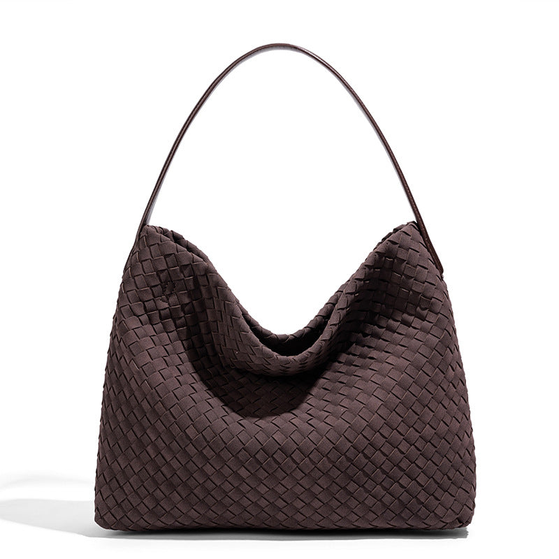 Woven Slouchy Hobo Shoulder Bag - Coffee