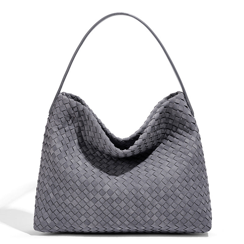 Woven Slouchy Hobo Shoulder Bag - Gray