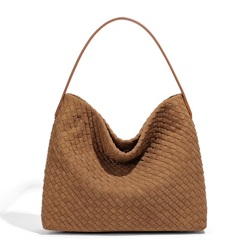 Woven Slouchy Hobo Shoulder Bag - Khaki